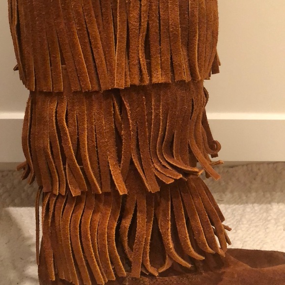 Fringe Calf High Boots - Picture 2 of 8